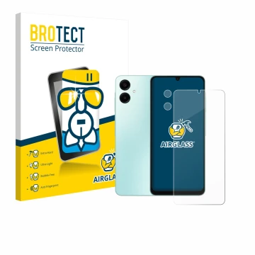Vorderseite einer Produktverpackung mit dem Markenlogo BROTECT. Daneben ist das Gerät Samsung Galaxy A06 5G (Display+Kamera) m