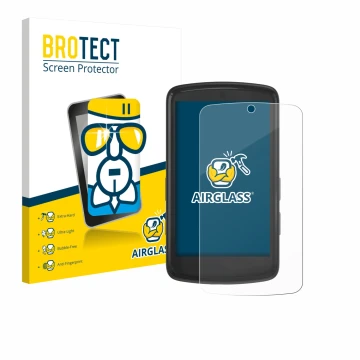 Vorderseite einer Produktverpackung mit dem Markenlogo BROTECT. Daneben ist das Gerät Bryton Rider S810 mit dem zugehörigen Di