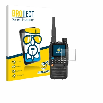 Vorderseite einer Produktverpackung mit dem Markenlogo BROTECT. Daneben ist das Gerät Tidradio TD-H3 mit dem zugehörigen Displ