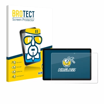 Vorderseite einer Produktverpackung mit dem Markenlogo BROTECT. Daneben ist das Gerät Blackview Mega 8 mit dem zugehörigen Dis