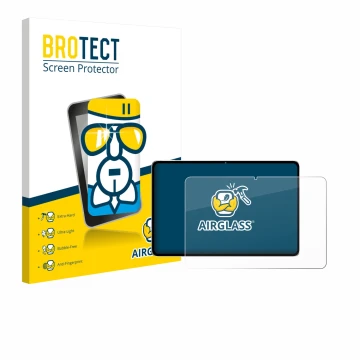 Vorderseite einer Produktverpackung mit dem Markenlogo BROTECT. Daneben ist das Gerät Nubia Pad Pro mit dem zugehörigen Displa