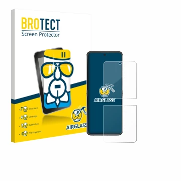 Vorderseite einer Produktverpackung mit dem Markenlogo BROTECT. Daneben ist das Gerät Motorola Razr 60 mit dem zugehörigen Dis