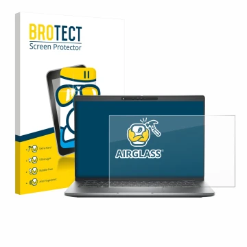 Vorderseite einer Produktverpackung mit dem Markenlogo BROTECT. Daneben ist das Gerät Dell Latitude 5330 mit dem zugehörigen D