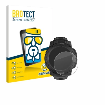 Vorderseite einer Produktverpackung mit dem Markenlogo BROTECT. Daneben ist das Gerät Garmin Instinct 3 Solar Tactical Edition