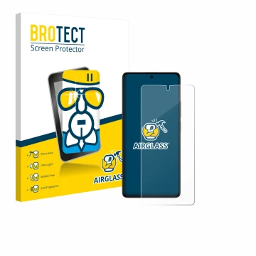 Vorderseite einer Produktverpackung mit dem Markenlogo BROTECT. Daneben ist das Gerät Xiaomi Poco M6 Pro 4G mit dem zugehörige