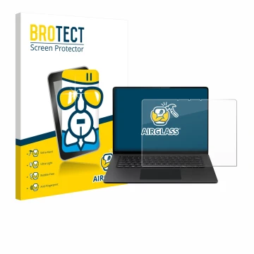 Vorderseite einer Produktverpackung mit dem Markenlogo BROTECT. Daneben ist das Gerät Microsoft Surface Laptop 15