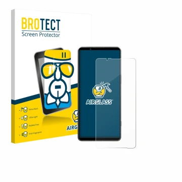 Vorderseite einer Produktverpackung mit dem Markenlogo BROTECT. Daneben ist das Gerät Sony Xperia 1 VII mit dem zugehörigen Di