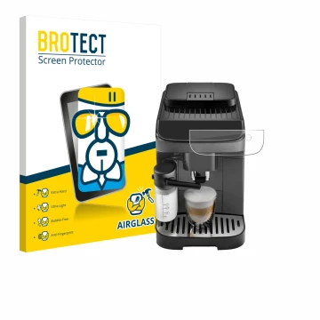 Vorderseite einer Produktverpackung mit dem Markenlogo BROTECT. Daneben ist das Gerät DeLonghi Magnifica Evo mit dem zugehörig