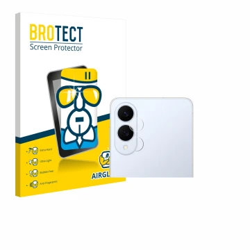 Vorderseite einer Produktverpackung mit dem Markenlogo BROTECT. Daneben ist das Gerät Samsung Galaxy S25 Edge (NUR Kameraschut