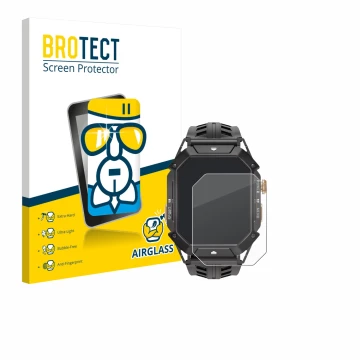 Vorderseite einer Produktverpackung mit dem Markenlogo BROTECT. Daneben ist das Gerät Oukitel BT80 mit dem zugehörigen Display