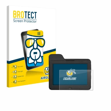 Vorderseite einer Produktverpackung mit dem Markenlogo BROTECT. Daneben ist das Gerät Naviter Omni mit dem zugehörigen Display