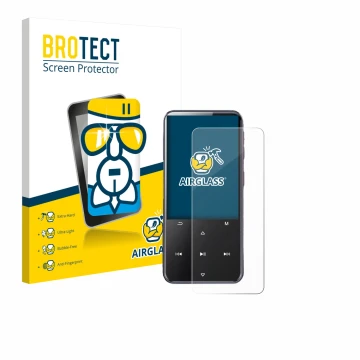 Vorderseite einer Produktverpackung mit dem Markenlogo BROTECT. Daneben ist das Gerät AGPtek M3 mit dem zugehörigen Displaysch