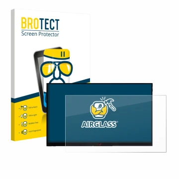 Vorderseite einer Produktverpackung mit dem Markenlogo BROTECT. Daneben ist das Gerät Verbatim PMT-15 mit dem zugehörigen Disp