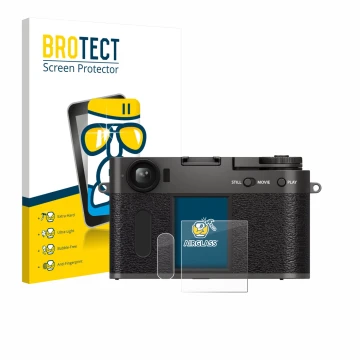 Vorderseite einer Produktverpackung mit dem Markenlogo BROTECT. Daneben ist das Gerät Fujifilm X Half X-HF1 mit dem zugehörige