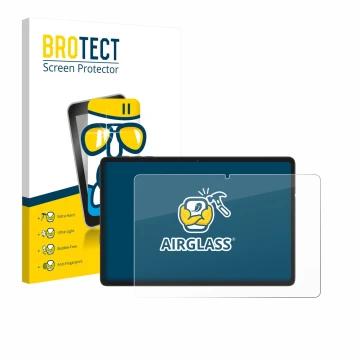 Vorderseite einer Produktverpackung mit dem Markenlogo BROTECT. Daneben ist das Gerät Tabwee RM2025 10.1