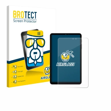 Vorderseite einer Produktverpackung mit dem Markenlogo BROTECT. Daneben ist das Gerät Alldocube iPlay 70 mini Pro mit dem zuge