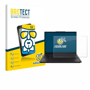 Vorderseite einer Produktverpackung mit dem Markenlogo BROTECT. Daneben ist das Gerät Lenovo ThinkPad L14 Gen 6 mit dem zugehö