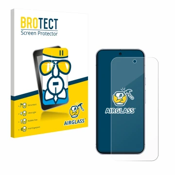 Vorderseite einer Produktverpackung mit dem Markenlogo BROTECT. Daneben ist das Gerät Google Pixel 10 Pro XL mit dem zugehörig