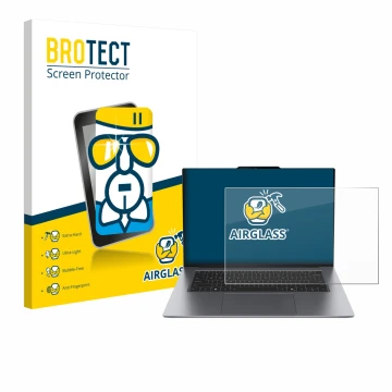 Vorderseite einer Produktverpackung mit dem Markenlogo BROTECT. Daneben ist das Gerät Lenovo ThinkPad X9 15 G1 mit dem zugehör