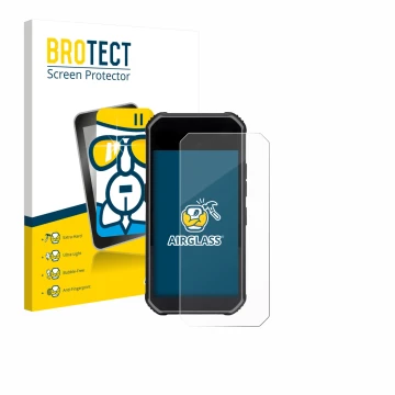 Vorderseite einer Produktverpackung mit dem Markenlogo BROTECT. Daneben ist das Gerät SkyCaddie Pro 5X mit dem zugehörigen Dis