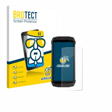 Vorderseite einer Produktverpackung mit dem Markenlogo BROTECT. Daneben ist das Gerät Ulefone Armor 15 mit dem zugehörigen Dis