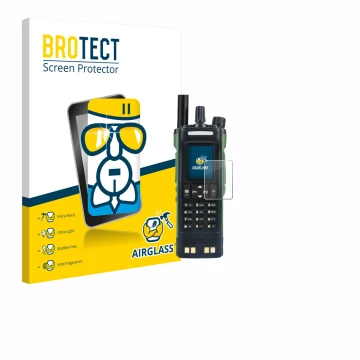 Vorderseite einer Produktverpackung mit dem Markenlogo BROTECT. Daneben ist das Gerät Baofeng DM-32 mit dem zugehörigen Displa