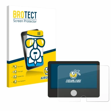 Vorderseite einer Produktverpackung mit dem Markenlogo BROTECT. Daneben ist das Gerät Dynavin D9-DCX Plus Flex - C mit dem zug