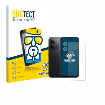 Vorderseite einer Produktverpackung mit dem Markenlogo BROTECT. Daneben ist das Gerät Xiaomi Redmi 15C 4G (Display+Kamera) mit