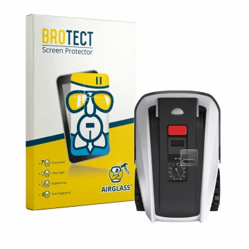 Vorderseite einer Produktverpackung mit dem Markenlogo BROTECT. Daneben ist das Gerät Ecovacs Goat O800 RTK mit dem zugehörige