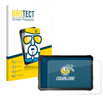 Vorderseite einer Produktverpackung mit dem Markenlogo BROTECT. Daneben ist das Gerät Fossibot DT3 5G mit dem zugehörigen Disp