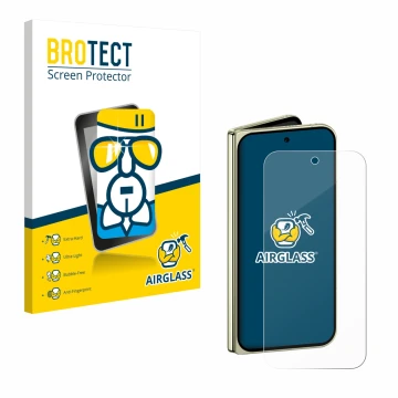 Vorderseite einer Produktverpackung mit dem Markenlogo BROTECT. Daneben ist das Gerät Google Pixel 10 Pro Fold mit dem zugehör