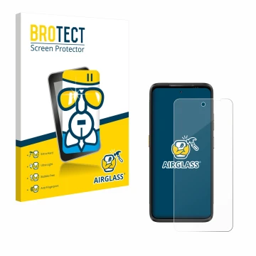 Vorderseite einer Produktverpackung mit dem Markenlogo BROTECT. Daneben ist das Gerät Ulefone Armor 23 Ultra mit dem zugehörig