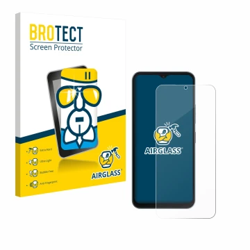 Vorderseite einer Produktverpackung mit dem Markenlogo BROTECT. Daneben ist das Gerät Telekom T Phone 3 mit dem zugehörigen Di