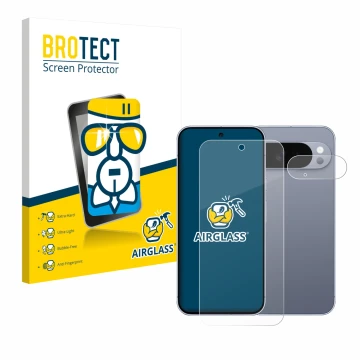 Vorderseite einer Produktverpackung mit dem Markenlogo BROTECT. Daneben ist das Gerät Google Pixel 10 Pro XL (Display+Kamera) 