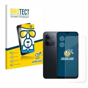 Vorderseite einer Produktverpackung mit dem Markenlogo BROTECT. Daneben ist das Gerät Xiaomi Redmi 15C (Display+Kamera) mit de