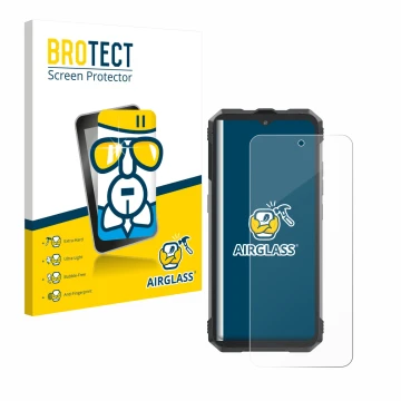 Vorderseite einer Produktverpackung mit dem Markenlogo BROTECT. Daneben ist das Gerät Cubot King Kong AX mit dem zugehörigen D