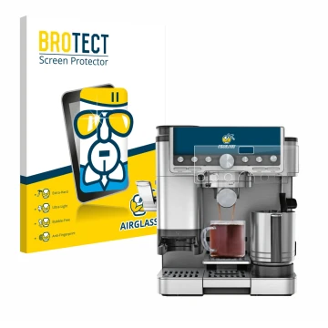 Vorderseite einer Produktverpackung mit dem Markenlogo BROTECT. Daneben ist das Gerät Ninja Luxe Cafe Pro ES701EU mit dem zuge