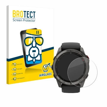 Vorderseite einer Produktverpackung mit dem Markenlogo BROTECT. Daneben ist das Gerät Garmin Fenix 8 Pro MicroLED (51 mm) mit 