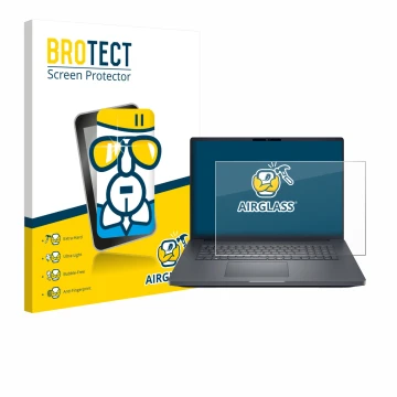 Vorderseite einer Produktverpackung mit dem Markenlogo BROTECT. Daneben ist das Gerät Dell Pro Max 18 mit dem zugehörigen Disp