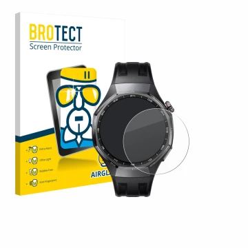 Vorderseite einer Produktverpackung mit dem Markenlogo BROTECT. Daneben ist das Gerät Huawei Watch GT 6 Pro (46 mm) mit dem zu