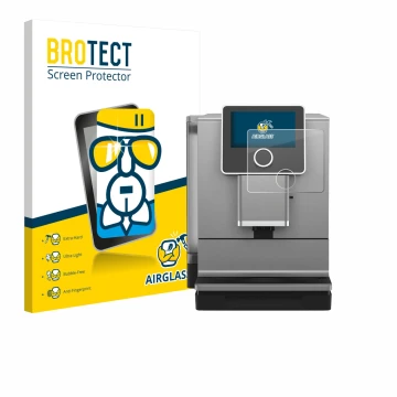 Vorderseite einer Produktverpackung mit dem Markenlogo BROTECT. Daneben ist das Gerät Nivona NICR 970 mit dem zugehörigen Disp