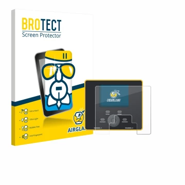 Vorderseite einer Produktverpackung mit dem Markenlogo BROTECT. Daneben ist das Gerät Junsi iCharger DX12 mit dem zugehörigen 