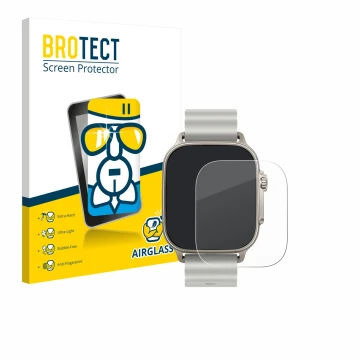 Vorderseite einer Produktverpackung mit dem Markenlogo BROTECT. Daneben ist das Gerät realme Watch 5 mit dem zugehörigen Displ
