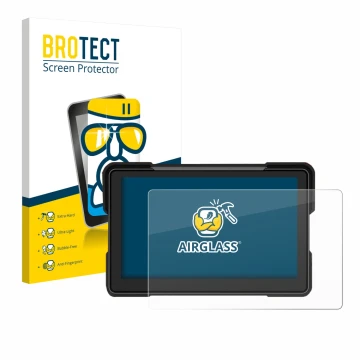 Vorderseite einer Produktverpackung mit dem Markenlogo BROTECT. Daneben ist das Gerät Airpuxem Motorrad Carplay 7