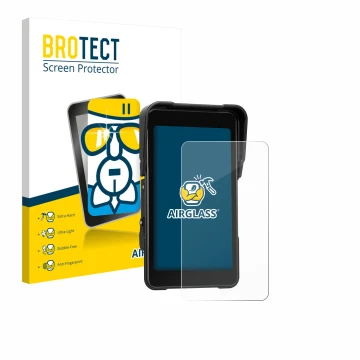 Vorderseite einer Produktverpackung mit dem Markenlogo BROTECT. Daneben ist das Gerät CAMECHO Motorrad Carplay 5