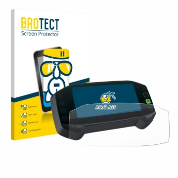 Vorderseite einer Produktverpackung mit dem Markenlogo BROTECT. Daneben ist das Gerät Suzuki DR-Z4S 2025 mit dem zugehörigen D