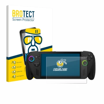 Vorderseite einer Produktverpackung mit dem Markenlogo BROTECT. Daneben ist das Gerät ASUS ROG Xbox Ally X mit dem zugehörigen