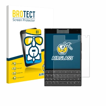 Vorderseite einer Produktverpackung mit dem Markenlogo BROTECT. Daneben ist das Gerät Unihertz Titan 2 mit dem zugehörigen Dis