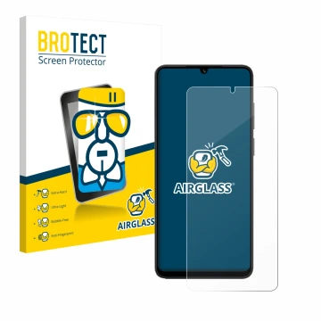 Vorderseite einer Produktverpackung mit dem Markenlogo BROTECT. Daneben ist das Gerät Honor X5c mit dem zugehörigen Displaysch
