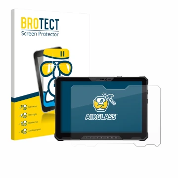 Vorderseite einer Produktverpackung mit dem Markenlogo BROTECT. Daneben ist das Gerät Dell Pro Rugged 12 RA02260 mit dem zugeh